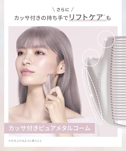 SALONIA Glossy Care Metal Kassa Comb Hair Brush Scalp Care Silver