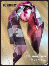 Burberry Mega Check Cotton Stole Shawl 53.9 x 53.9 in Square Scarf