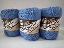 Lily Sugar 'n Cream 100 Cotton Yarn 3 2.5oz Skeins Blueberry 01725