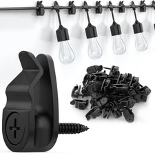 Outdoor String Lights Clips, Weatherproof Cable Hanger Hooks for Hanging Fairy L