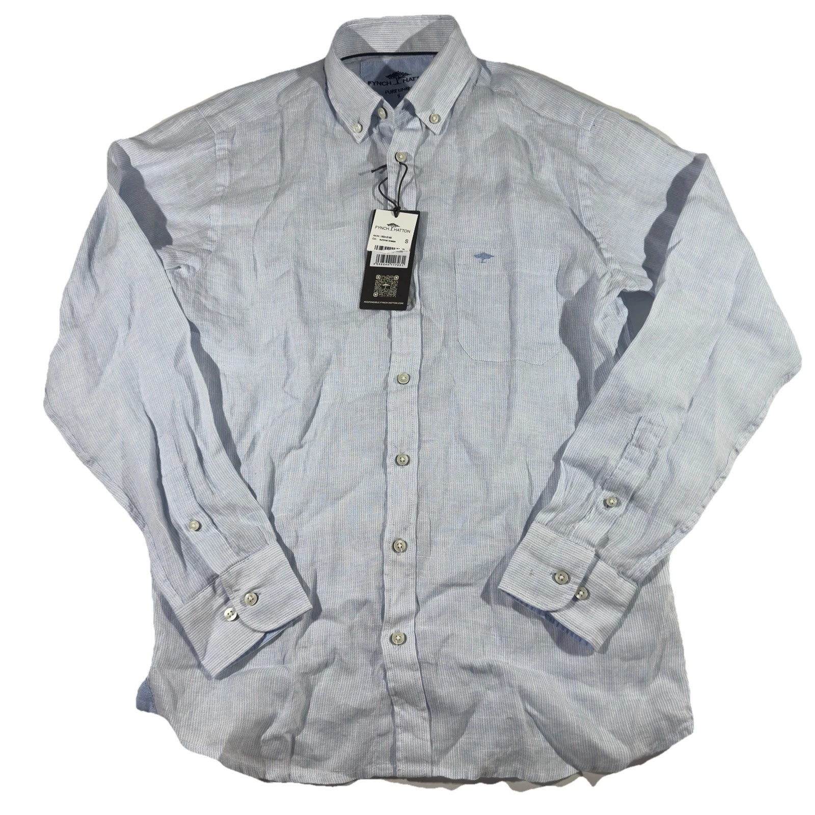 FYNCH-HATTON Pure Linen Button Down Long Sleeve Shirt Men’s Sz S Summer Breeze