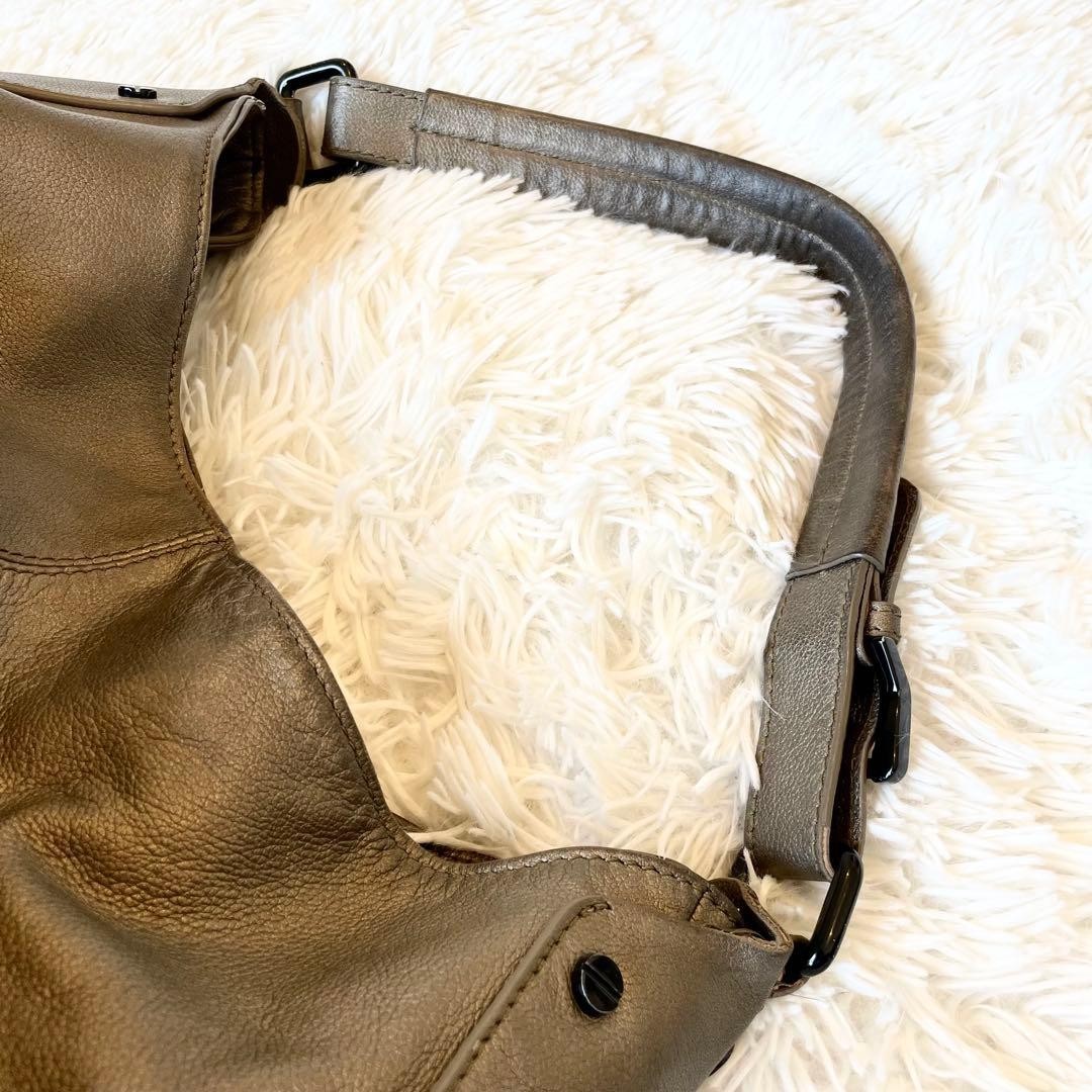 Burberry Bronze Leather Semi Shoulder Bag Drawstring Hobo Handbag Women thumbnail 7