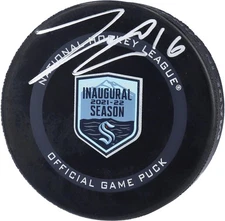 Jared McCann Kraken Signed Inaugural Season Official Game Puck