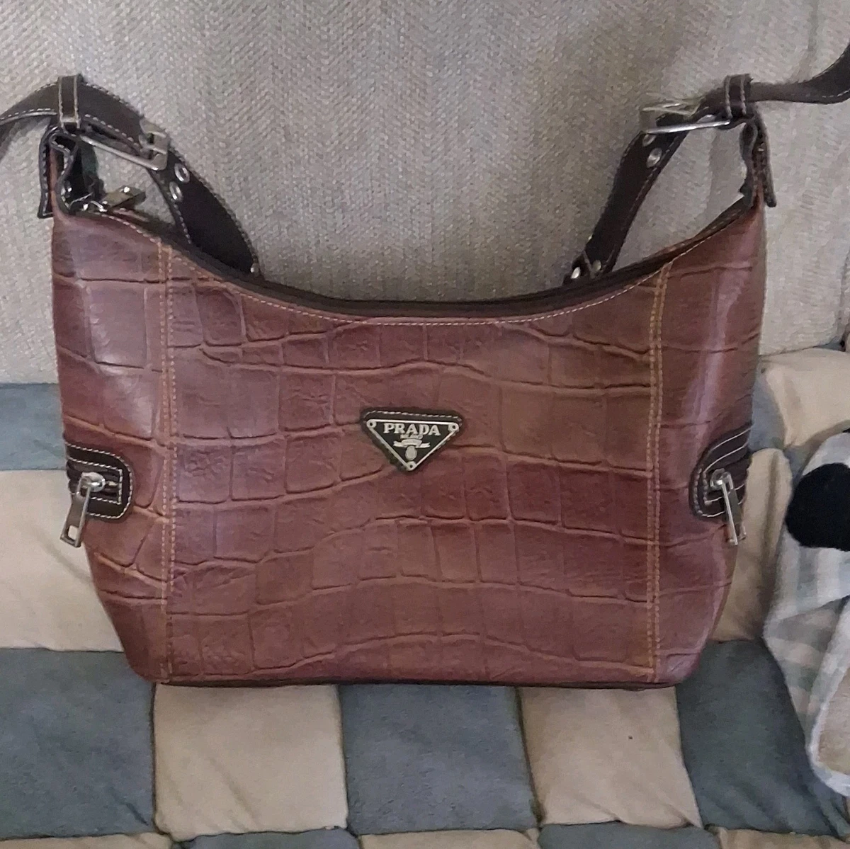 PRADA Brown Leather Shoulder Bags for Women for sale | eBay
