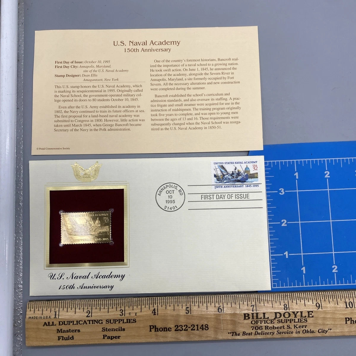 First Day of Issue United States Gold 22 Cent Denomination Stamps
