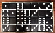 Puremco Standard Black Marblelike Dominoes Vintage Made in USA