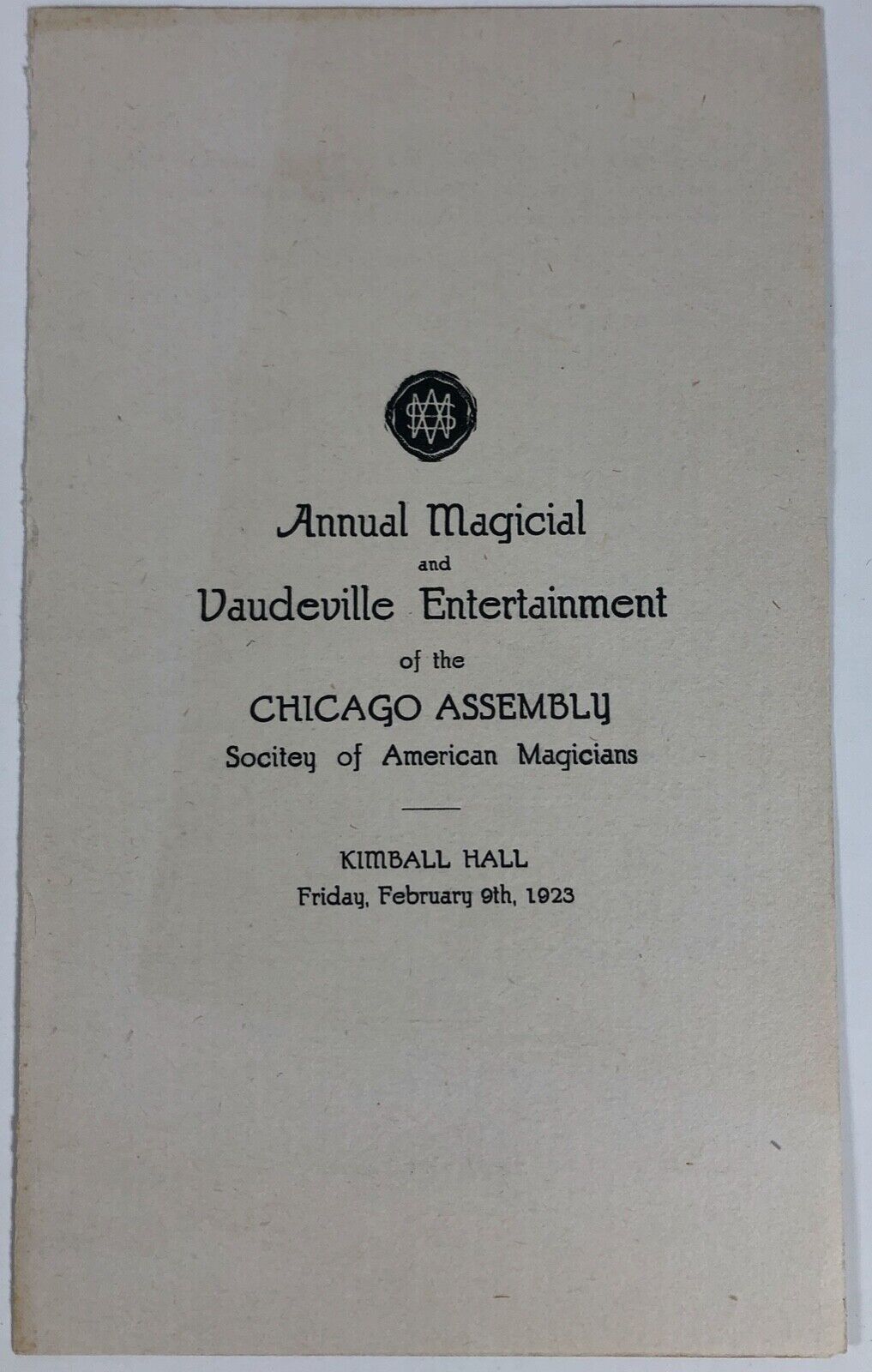 JOSEFFY AND OTHERS, 1923 CHICAGO MAGICIANS S.A.M. PROGRAM