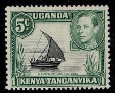 KENYA UGANDA TANGANYIKA GVI SG132, 5c black & green, NH MINT.