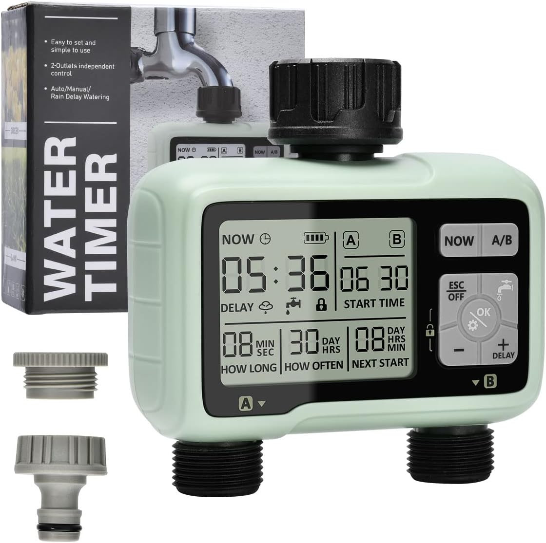 Computer Irrigazione 2 Uscite Indipendenti | Timer Giardino Professionale