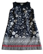 Womens Ann Taylor Loft Dress Sz 4 Blue White Floral Pink Sleeveless Preppy Beach