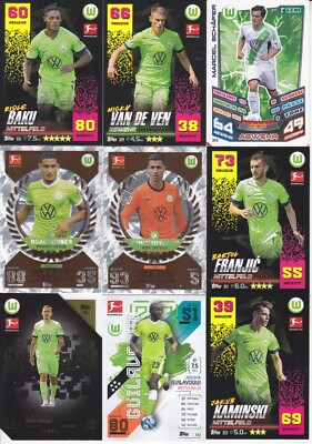 106 x  VFL Wolfsburg  Topps, Panini, Bergmann Karten verschiedene Jahre