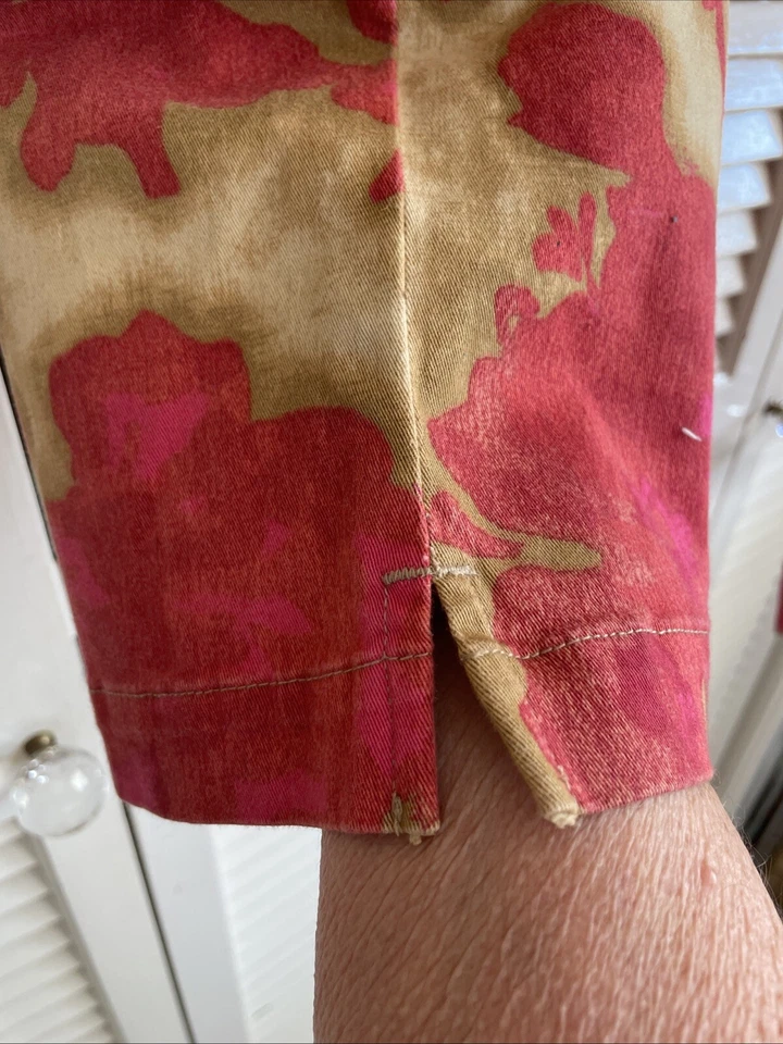 Pantalón al tobillo Sigrid Olsen talla 10P deportivo para mujer rosa/beige estampado floral pantalones Foto 3 de 4