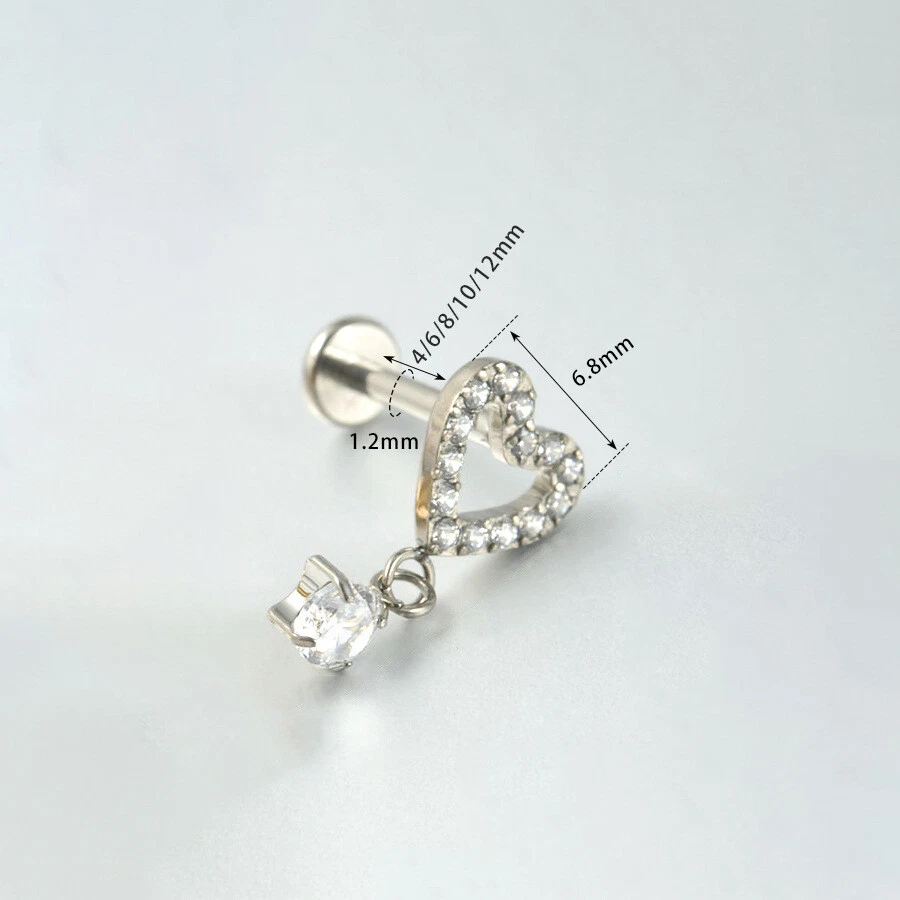 F136 Hypoallergenic Piercing Jewelry Threaded Stud Earring 16G for Cartilage - Image 2 of 4