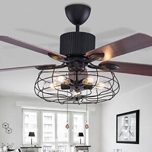 52 Industrial Retro Ceiling Fan Light Elegant 5 Lights Edison