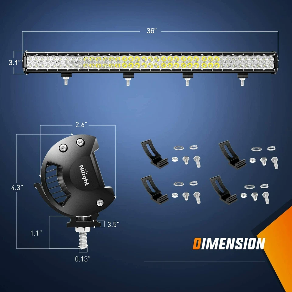 Barra de luz LED Nilight 36" pulgadas 234W punto inundación combo luces de conducción todoterreno ATV Foto 2 de 4