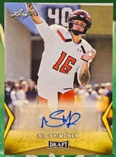 2018 Leaf GOLD NIC SHIMONEK Rookie Auto Texas Tech