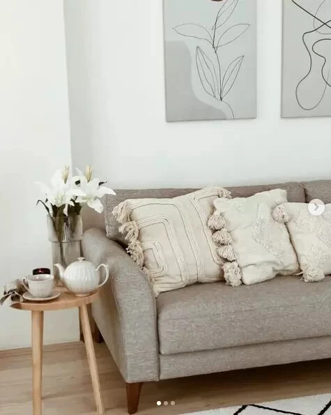 H&M Home Guarnito di Frangia Cuscino Cover Beige Avorio Boho Nappa Intrecciato - Immagine 2 di 4