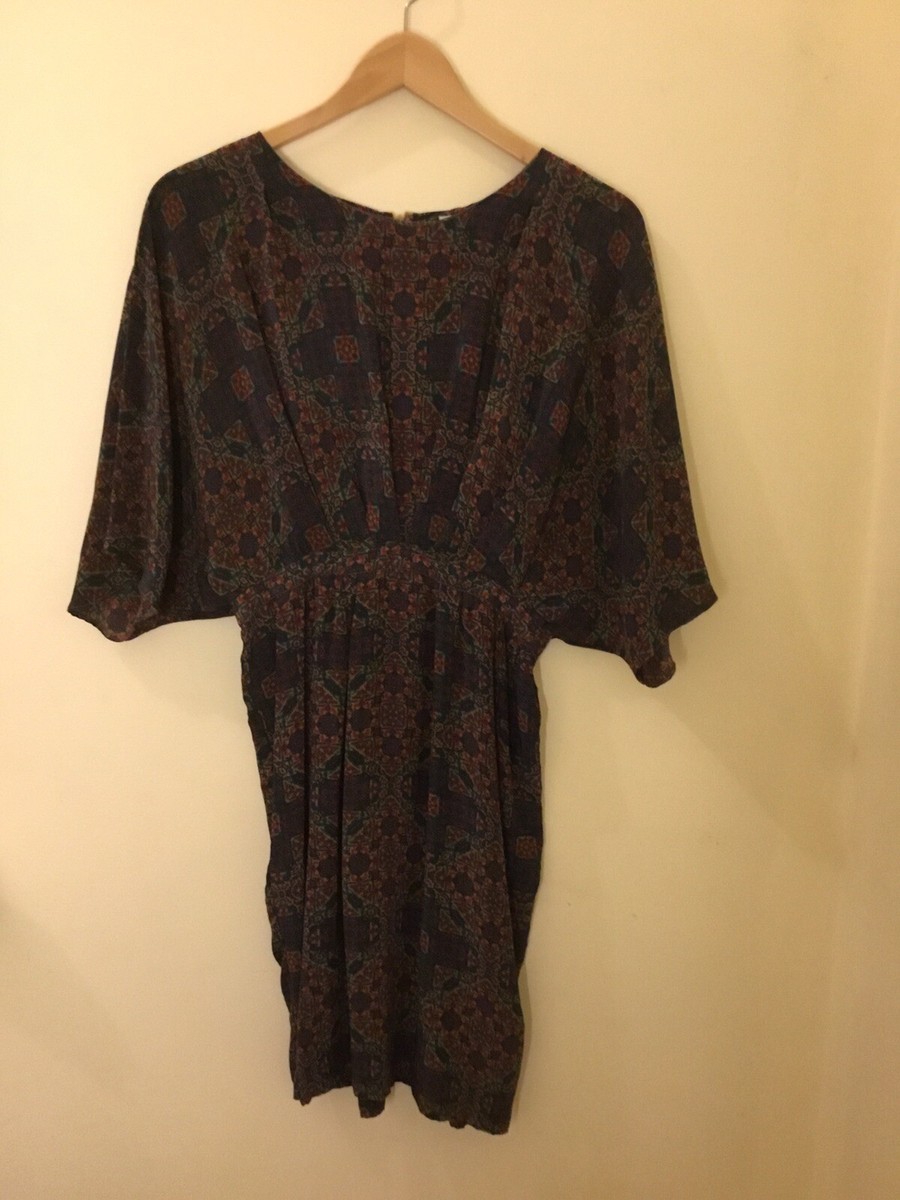 Anthropologie Nieves Lavi Four Corners Silk Dress Medallion Print