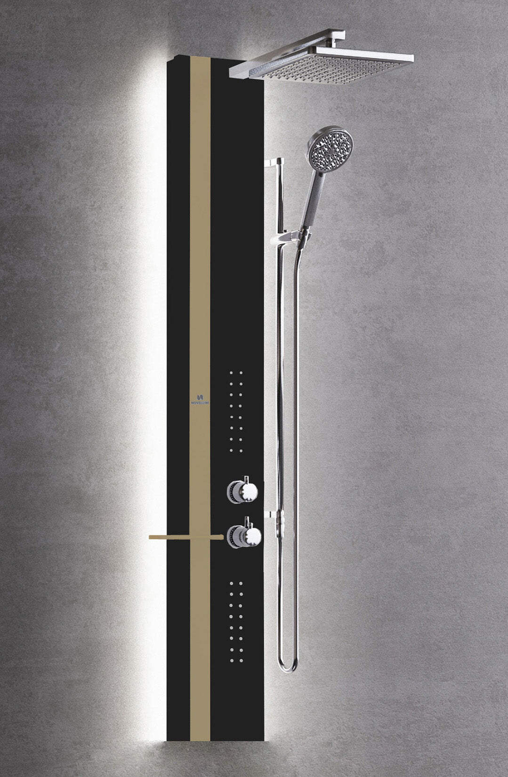 Colonna Doccia Novellini Line 2 Idro Light LED Termostatico Nero Opaco Tortora