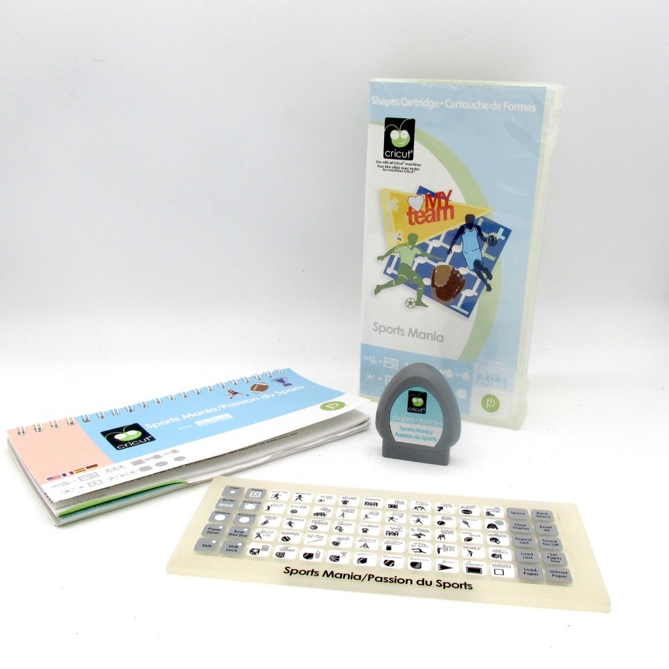 CRICUT Cartridge SPORTS MANIA Complete, Case, Book Overlay EU, Unlinked
