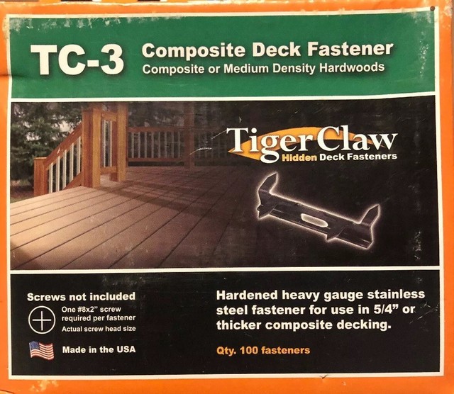 Tiger Claw Tc3 Hidden Deck Fastener 100pcs Composite Trex Stainless