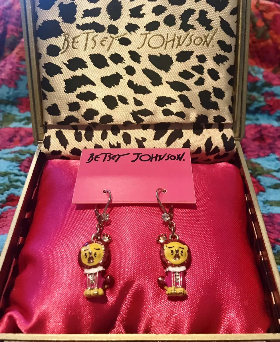 NWOT Betsey Johnson Day At The Zoo Collection Lion Earrings RARE