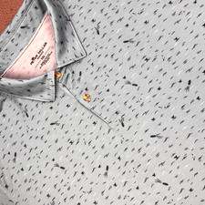 Peter Millar Polo Shirt Mens 2XL Blue Seaside Drirelease Waves Whales Golf