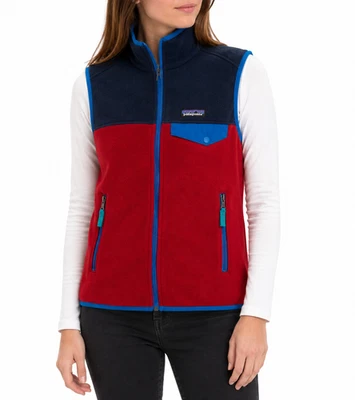 Patagonia Fleeceweste Damen XS Rot Blau Synchilla Fleece Outdoor Full Zip Vest - Bild 1 von 4