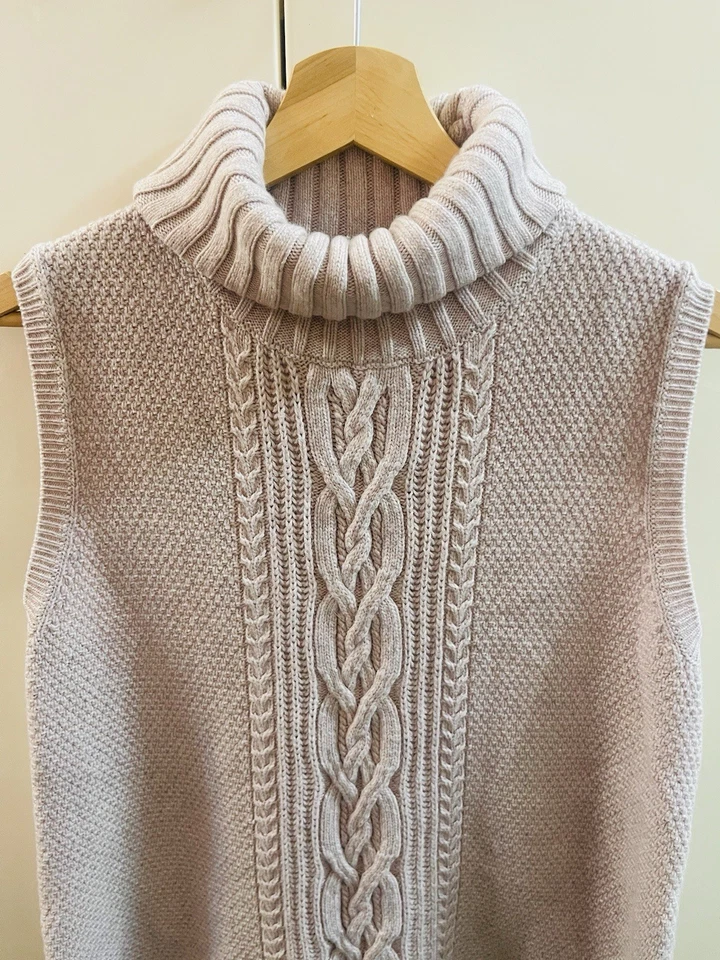 Suéter SAKS 5 Avenue Cuello Tortuga Sin Mangas Tejido Lana Cachemira Talla M Foto 3 de 4