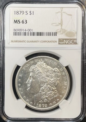 1879-S Morgan Silver Dollar NGC MS63 - VERY NICE COIN -