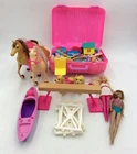Barbie Doll and Accessories Lot Mattel Horses Dogs Canoe Fence Vintage Mixed