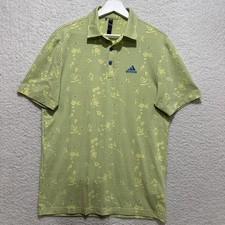 Adidas Primegreen Night Camo Print Polo Golf Shirt Size S Mens Yellow/blue