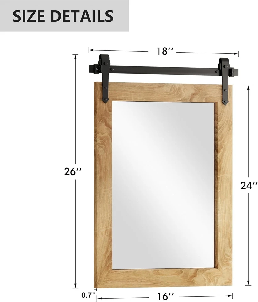 Rustic Wood Framed Mirror 18"x24" Farmhouse Decor - Image 4 of 4