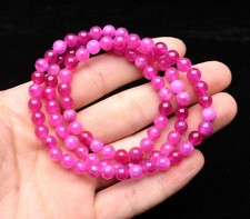 6.4mm Natural Rose Red Tourmaline Quartz Gemstone Round Beads Bracelet AAA