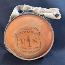 Vintage US Forest Service 4 Qt Canteen w/ Insulated Blaze Canvas Cover  RARE!