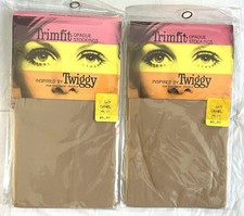 Trimfit Twiggy Opaque Stockings 2 Pairs Camel Mod Sz 9.5-11 New Old Stock