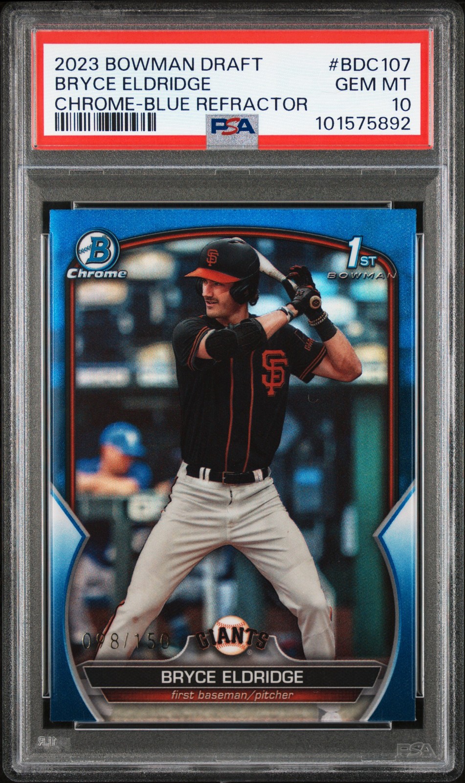 2023 Bowman Draft Chrome 1st #BDC107 Bryce Eldridge Blue Refractor /150 PSA 10