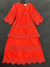 FARM RIO X Anthropologie V-Neck Tie-Front Midi Dress Women's Size XS