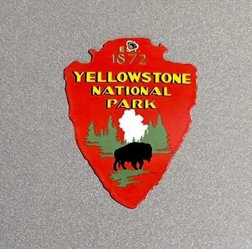 VINTAGE YELLOWSTONE SMOKEY PARK PORCELAIN SIGN CAR GAS TRUCK OIL MOTORCYCLE