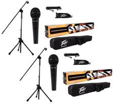 2 Peavey PV MSP1 Complete Microphone with Stand Kit XLR Cable Included