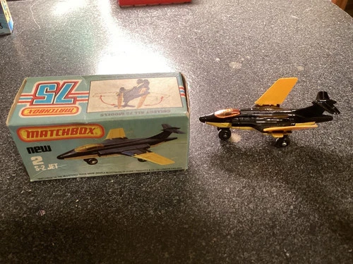 Matchbox Lesney No. 2 S-2 Jet Folding Wings Yellow Black 1981 WITH BOX