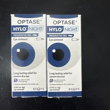 Lot Of 2 Optase Hylo Night Eye Ointment - Preservative Free Lubricant Exp 2027+