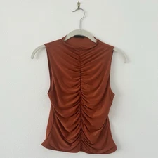21 Saints Terracotta Ruched Tank Top Size M Polyester Blend