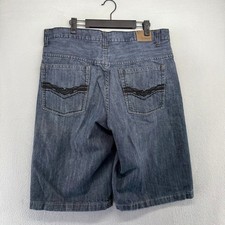 Vintage Baggy Jean Shorts Men's 34 Blue Denim Dark Wash Flypaper Grunge y2k 13"