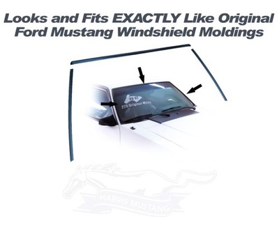 79-93 Fox Body Mustang Black Windshield Molding Trim 3 Piece Set E7ZZ