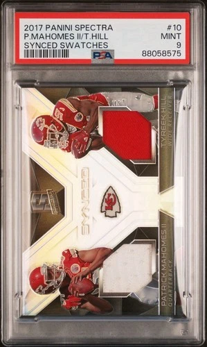 2017 Panini Spectra Patrick Mahomes & Tyreek Hill Synced Swatches PSA 9 #/99