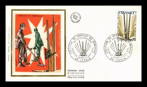 Dr Jim Stamps FDC France Service Du Deminage 30th Anniversary Silk Cachet