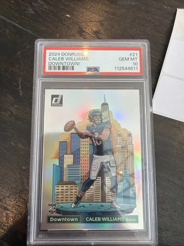 CALEB WILLIAMS DOWNTOWN PSA 10 2024 Panini Donruss #21 Rookie Chicago Bears