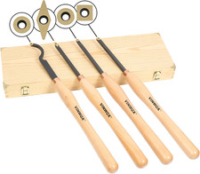 20" Full Size 4 PCS Carbide Wood Lathe Turning Tool Set, Including Swan Neck Hol