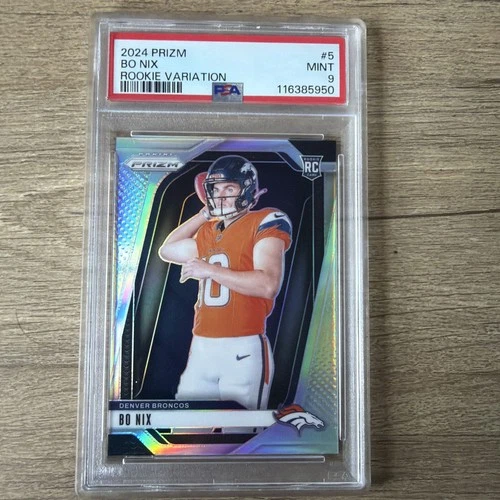 2024 Panini Prizm - Rookie Variations Bo Nix #5 Silver Prizm (RC) PSA 9